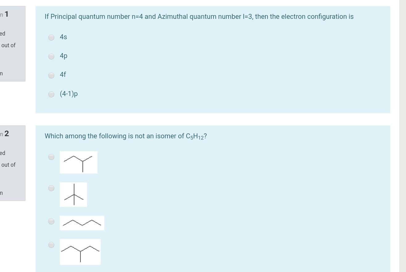 N 1 If Principal Quantum Number N 4 And Azimuthal Quantum Number I 3 Then The Electron Configuration Is Ed 4s Out Of 4p 1