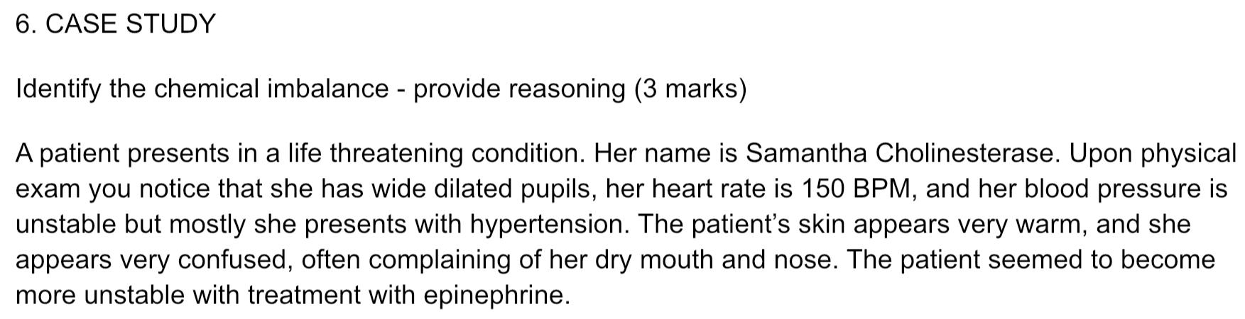 6 Case Study Identify The Chemical Imbalance Provide Reasoning 3 Marks A Patient Presents In A Life Threatening Con 1