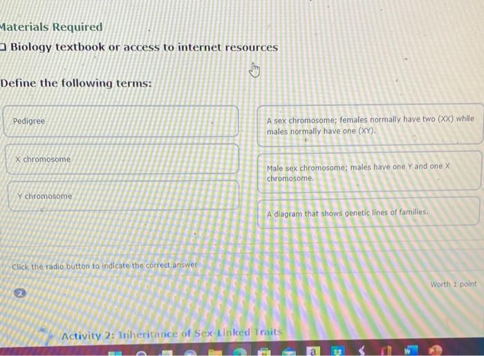 Materials Required Biology Textbook Or Access To Internet Resources Define The Following Terms Pedigree X Chromosome Y 1