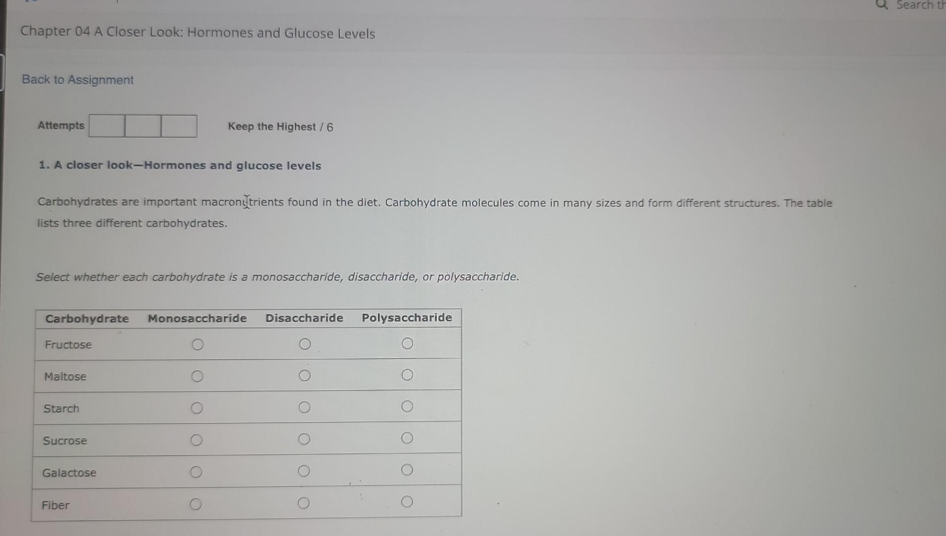 Chapter 04 A Closer Look Hormones And Glucose Levels Back To Assignment Attempts Keep The Highest 6 1 A Closer Look 1