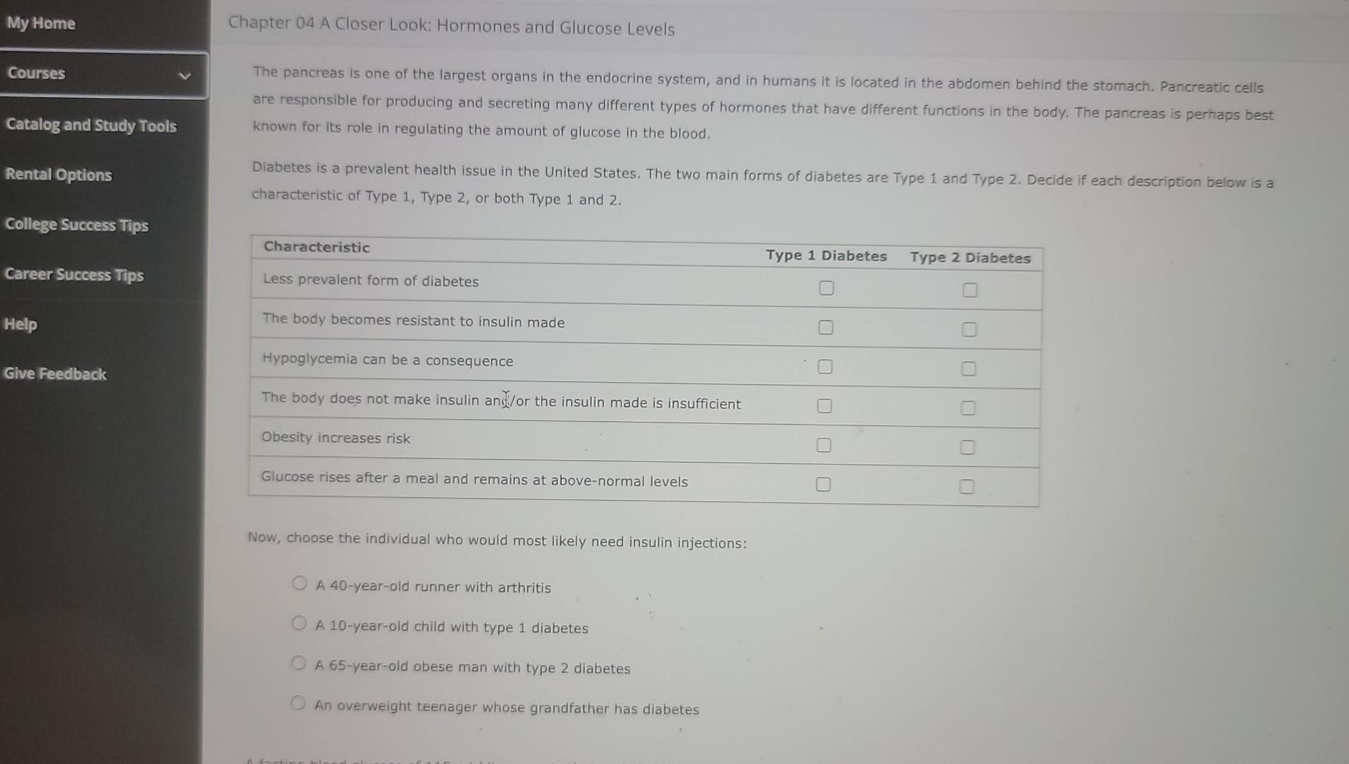 Chapter 04 A Closer Look Hormones And Glucose Levels Back To Assignment Attempts Keep The Highest 6 1 A Closer Look 3