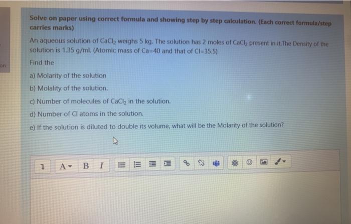 Solve On Paper Using Correct Formula And Showing Step By Step Calculation Each Correct Formula Step Carries Marks An 1