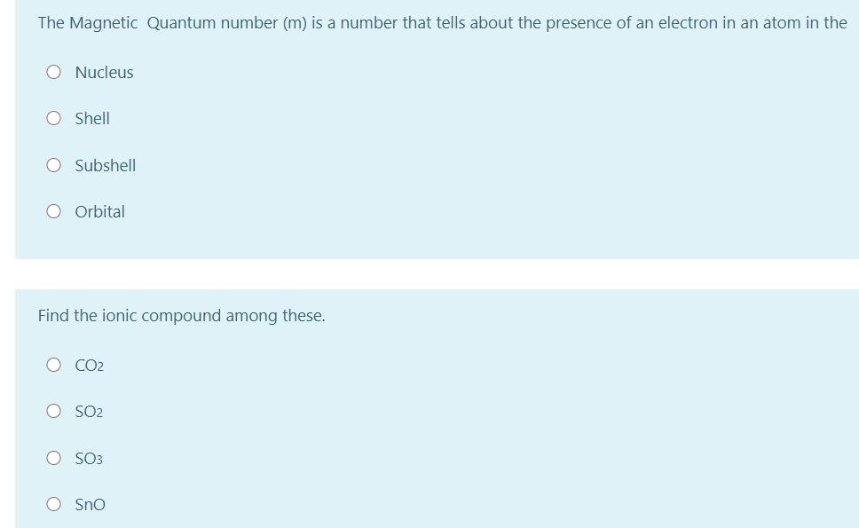 The Magnetic Quantum Number M Is A Number That Tells About The Presence Of An Electron In An Atom In The O Nucleus O S 1