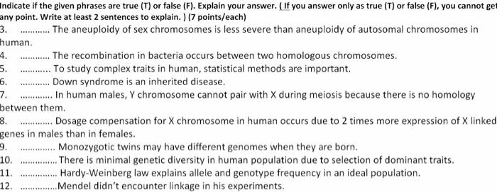 Indicate If The Given Phrases Are True T Or False F Explain Your Answer If You Answer Only As True T Or False 1