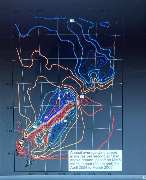 Topographical Effects 2 The Map Below Shows The Contour Lines Of The Annual Average Wind Speed From April 2004 Till Ma 2