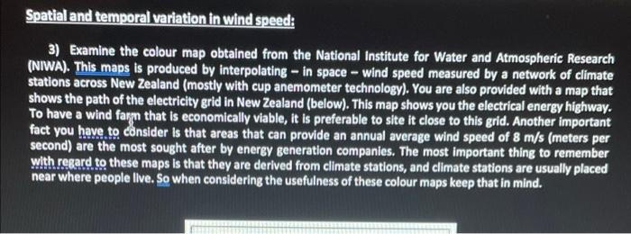 Spatial And Temporal Variation In Wind Speed 3 Examine The Colour Map Obtained From The National Institute For Water A 1