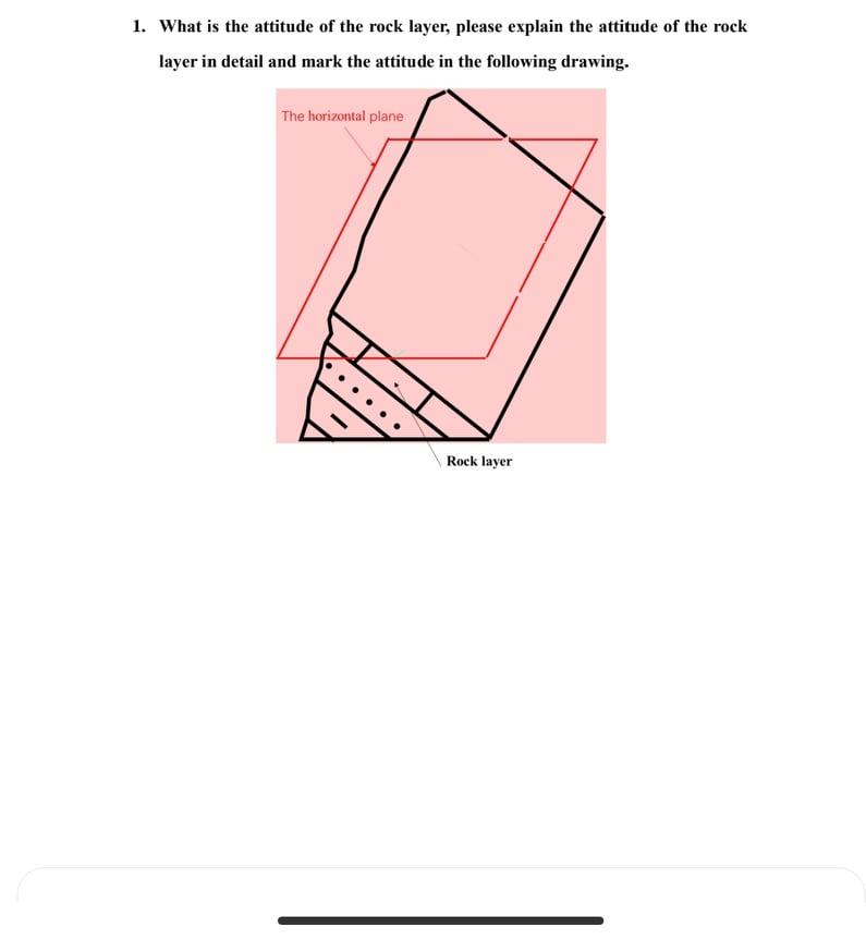 1 What Is The Attitude Of The Rock Layer Please Explain The Attitude Of The Rock Layer In Detail And Mark The Attitude 1