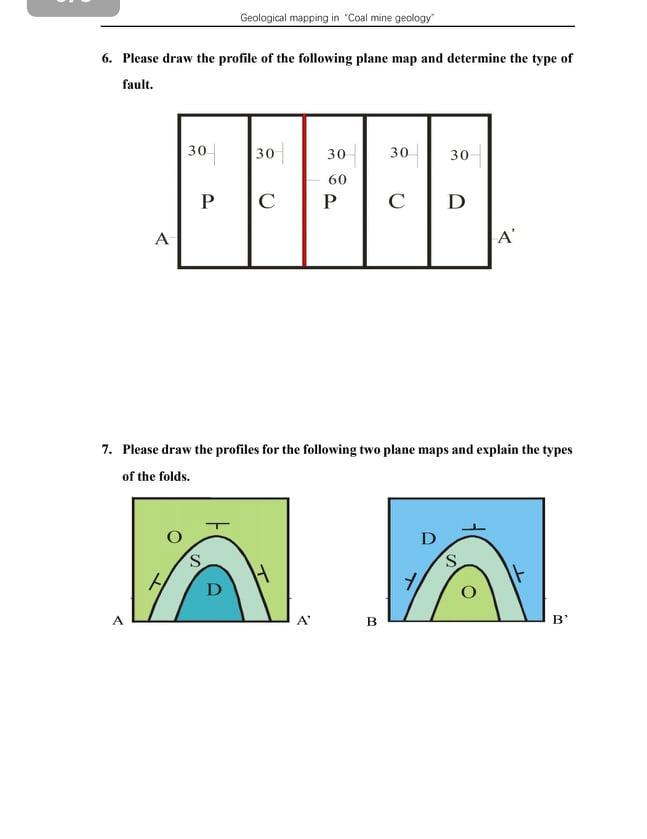 Geological Mapping In Coal Mine Geology 6 Please Draw The Profile Of The Following Plane Map And Determine The Type O 1