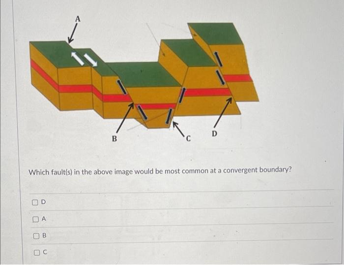 D B C Which Letter S Represents A Normal Fault In The Above Image B Oc Da Od D B Which Letter S Represents A Reverse 3