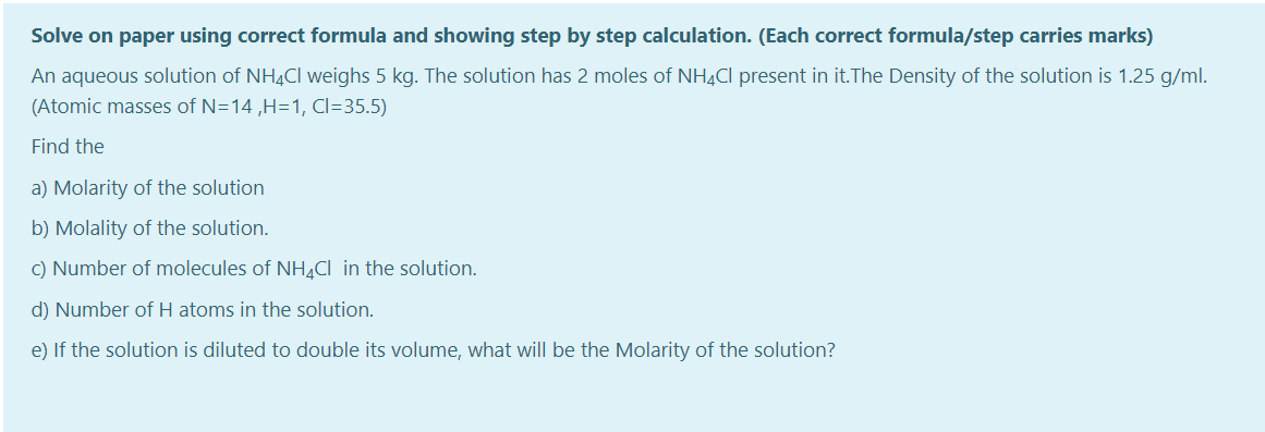 Solve On Paper Using Correct Formula And Showing Step By Step Calculation Each Correct Formula Step Carries Marks An 1