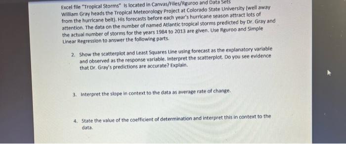 Excel File Tropical Storms Is Located In Canvas Files Rguroo And Data Sets William Gray Heads The Tropical Meteorology 1