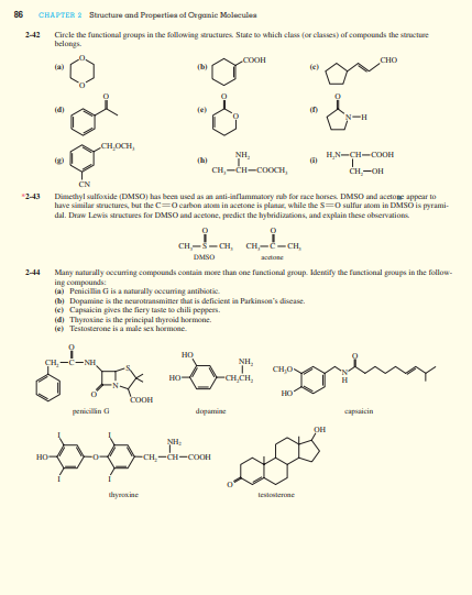 86 Chapter 2 Structure And Properties Of Organic Molecules Circle The Functional Groups In The Following Structures Stat 1