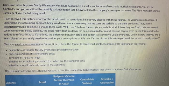 And Talk About Each Point In The Email Description Of Variable Factory Overhead Controllable Variance Criticisms And 2