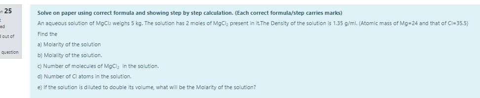 N 25 Ed Out Of Question Solve On Paper Using Correct Formula And Showing Step By Step Calculation Each Correct Formula 1