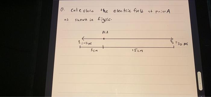 A Calculate The Electric Field At Point A As Shown In Figure Pt A 9 12 Mc 15cm 5cm 30 Mc 1