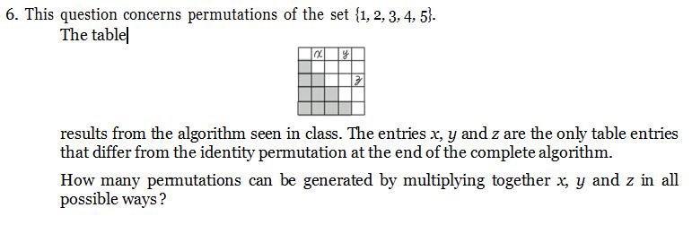 6 This Question Concerns Permutations Of The Set 1 2 3 4 5 The Table X Y Results From The Algorithm Seen In Clas 1