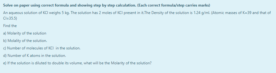 Solve On Paper Using Correct Formula And Showing Step By Step Calculation Each Correct Formula Step Carries Marks An 1