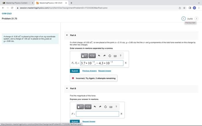 Masteringphysics Hw Ch21 X A Session Masteringphysics Com Mycitemwiew Assignmen 2332828 Offset Prev P Part A The Charg 1