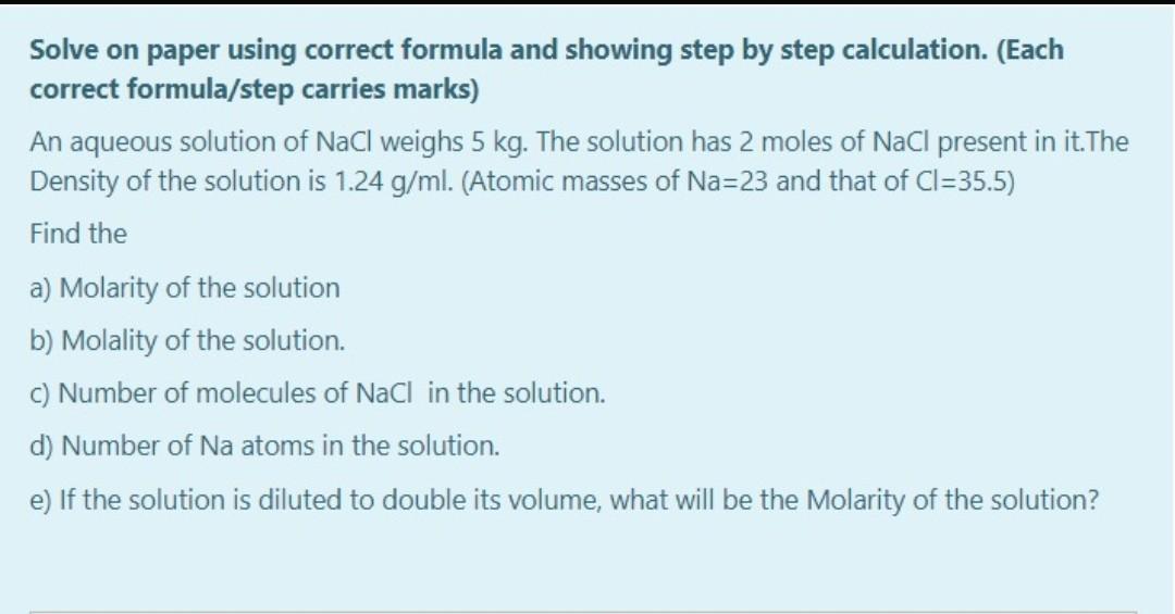 Solve On Paper Using Correct Formula And Showing Step By Step Calculation Each Correct Formula Step Carries Marks An 1