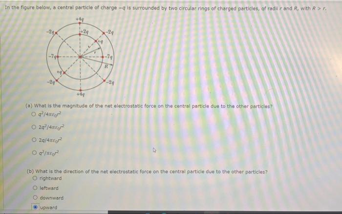 In The Figure Below A Central Particle Of Charge Q Is Surrounded By Two Circular Rings Of Charged Particles Of Radil 1