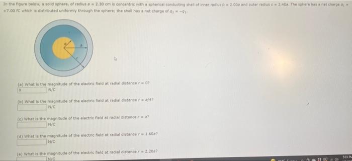 In The Figure Below A Solid Sphere Of Radius A 2 30 Cm Is Concentric With A Spherical Conducting Shall Of Inner Radius 1