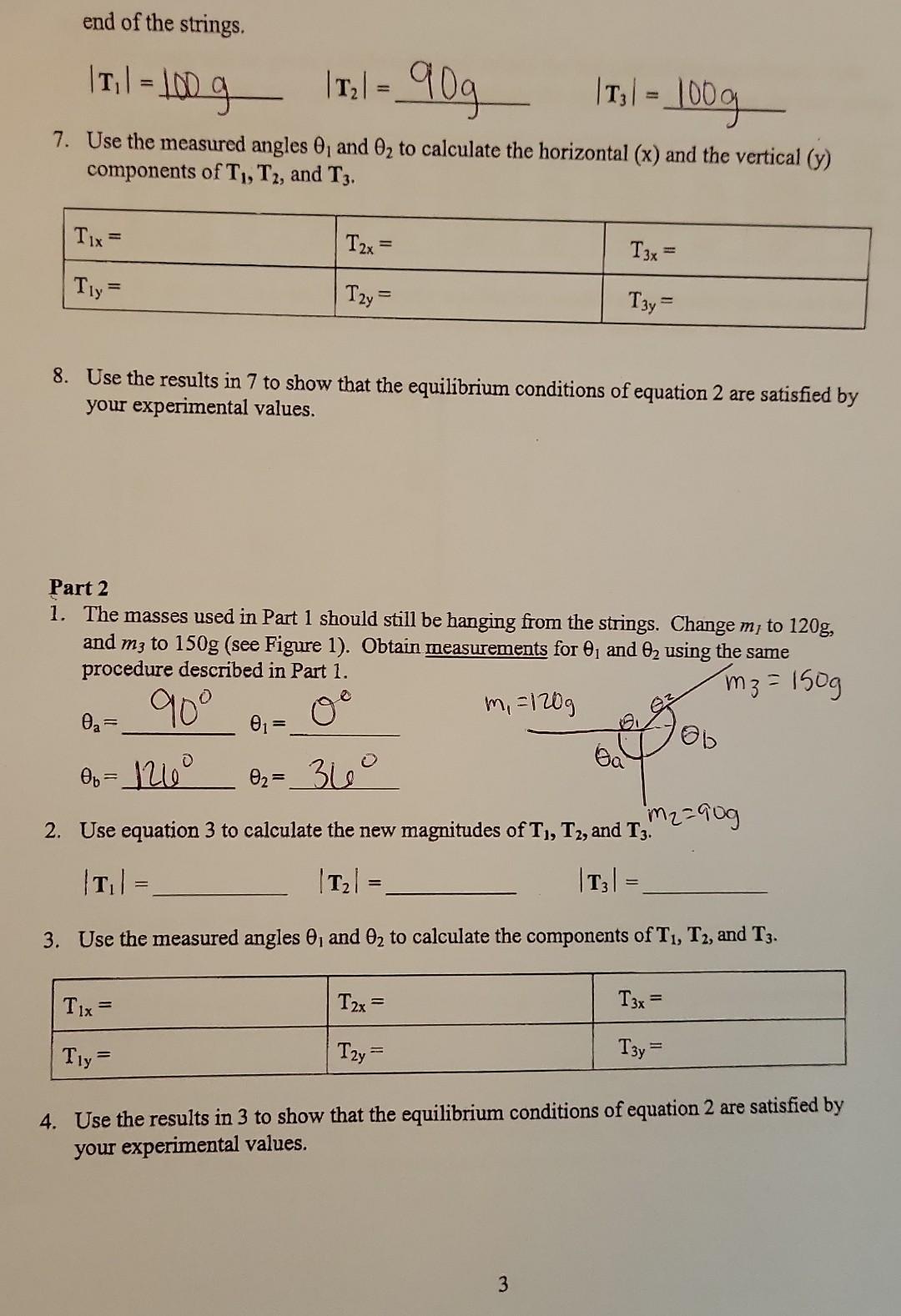 Static Equilibrium Experiment Masses Attached To A Piece Of String And Suspended By Pulleys Will Settle To Static Equili 3
