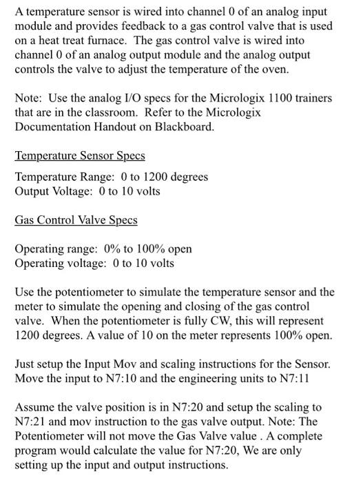 A Temperature Sensor Is Wired Into Channel 0 Of An Analog Input Module And Provides Feedback To A Gas Control Valve That 1