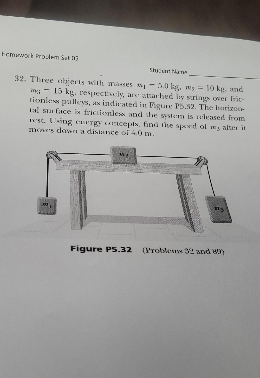 Homework Problem Set 05 Student Name 32 Three Objects With Masses Mi 5 0 Kg M 10 Kg And Mz 15 Kg Respectively 1