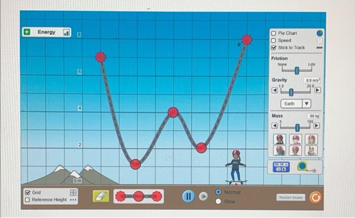 5 Position The Skater At The 6m Height Mark As Described Above Play The Simulation And Stop After One Complete Cycle O 2