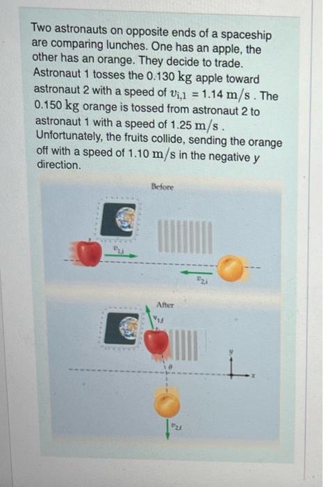Two Astronauts On Opposite Ends Of A Spaceship Are Comparing Lunches One Has An Apple The Other Has An Orange They De 1