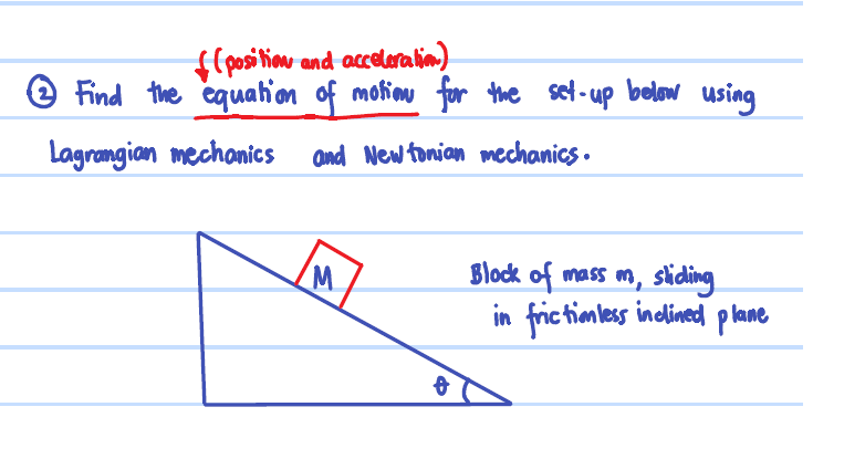 Position And Acceleration Find The Equation Of Motion For The Set Up Below Using Lagrangian Mechanics And Newtonian Me 1