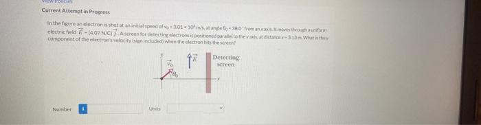 Current Attempt In Progress In The Figure An Electron Is Shot At An Initial Speed Of Vo 301 10 Ms At Angle 38 0 From A 1