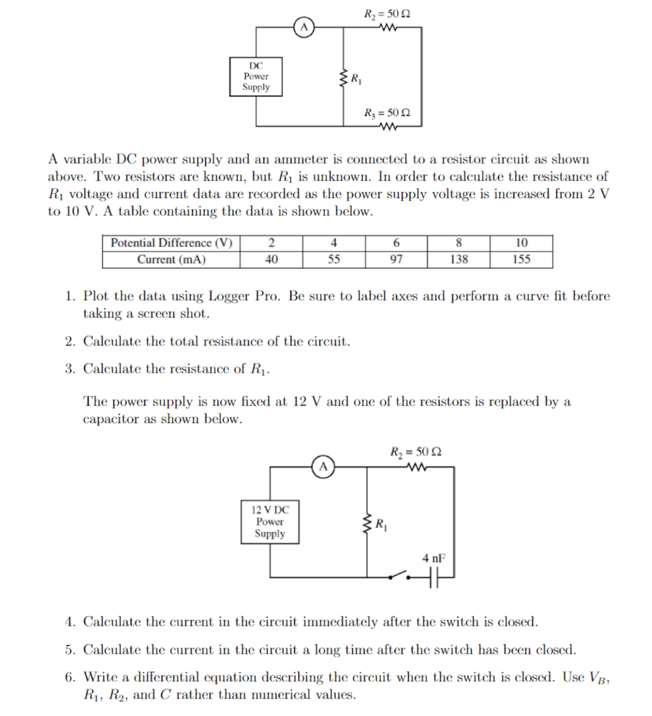 R 50 22 Www R Dc Power Supply R 50 2 Www A Variable Dc Power Supply And An Ammeter Is Connected To A Resistor Ci 1