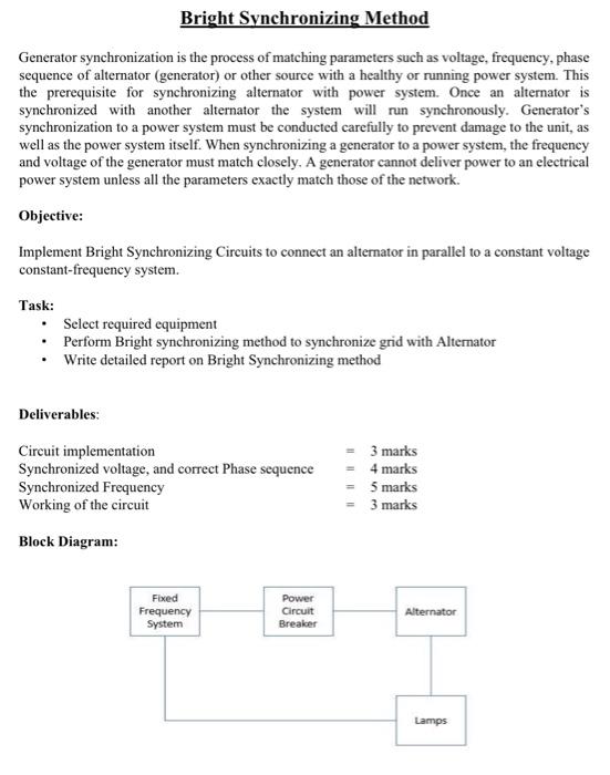 Bright Synchronizing Method Generator Synchronization Is The Process Of Matching Parameters Such As Voltage Frequency 1