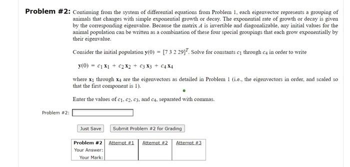 Problem 1 On A Certain Island There Is A Population Of Snakes Foxes Hawks And Mice Their Populations At Time Are 2
