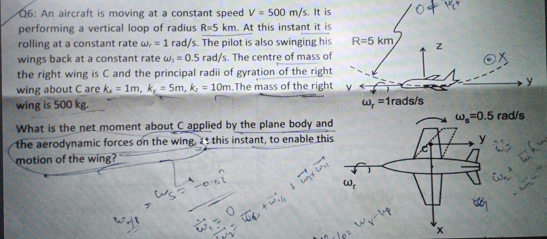 Q6 An Aircraft Is Moving At A Constant Speed V 500 M S It Is Performing A Vertical Loop Of Radius R 5 Km At This In 1