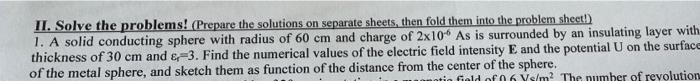 Ii Solve The Problems Prepare The Solutions On Separate Sheets Then Fold Them Into The Problem Sheet 1 A Solid Co 1