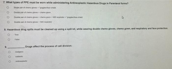 1 Disposable Ppe Worn While Administering Table 1 Antineoplastic Drugs Must Be Wasted In A O Yellow Chemotherapy Bag O 3