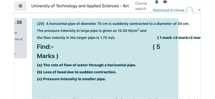 University Of Technology And Applied Sciences Ibri Course Search Mahmood Al Hinaai 26 Id Out Of 29 A Horizontal Pipe 4