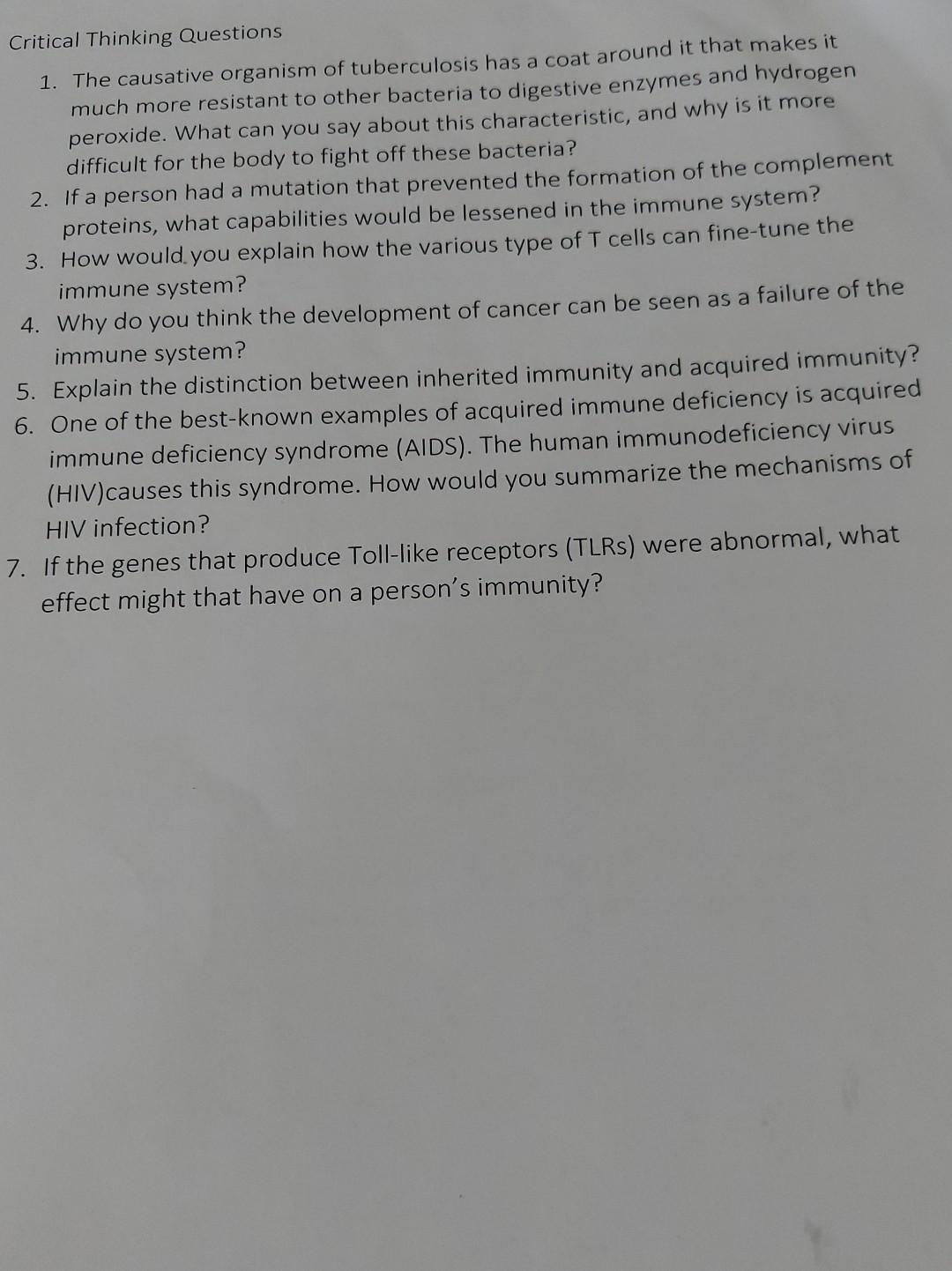 1 Define The Term Innate Immunity 2 List Several Mechanisms Of Innate Defense And Give A Brief Description Of Each One 2