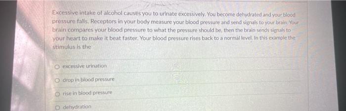 Excessive Intake Of Alcohol Causes You To Urinate Excessively You Become Dehydrated And Your Blood Pressure Falls Rece 1