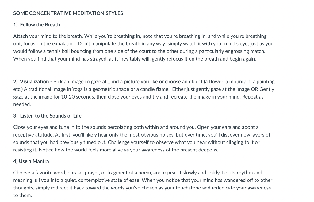 Some Concentrative Meditation Styles 1 Follow The Breath Attach Your Mind To The Breath While You Re Breathing In No 1