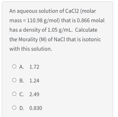 Calculate The Mole Fraction Of Hcl In A 10 0 By Mass Aqueous Solution Molar Mass Of Hcl Is 36 46 G Mol And Molar Mas 4