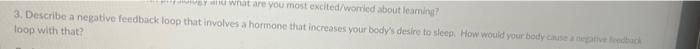 H What Are You Most Excited Worried About Learning 3 Describe A Negative Feedback Loop That Involves A Hormone That In 1