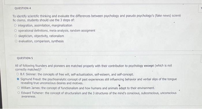 Question 4 To Identify Scientific Thinking And Evaluate The Differences Between Psychology And Pseudo Psychology S Fake 1