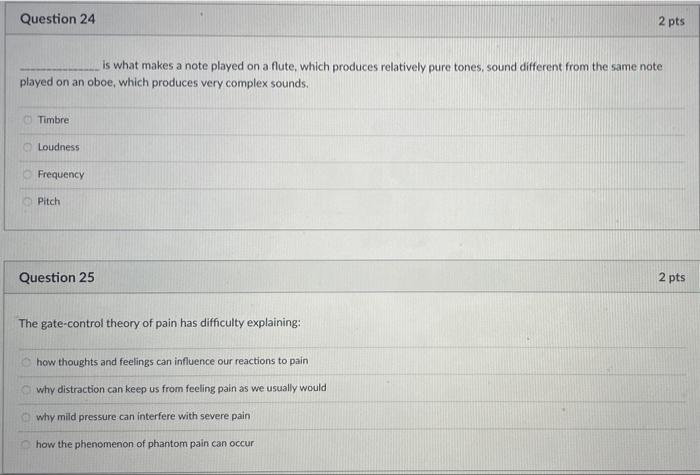 Question 24 2 Pts Is What Makes A Note Played On A Flute Which Produces Relatively Pure Tones Sound Different From The 1