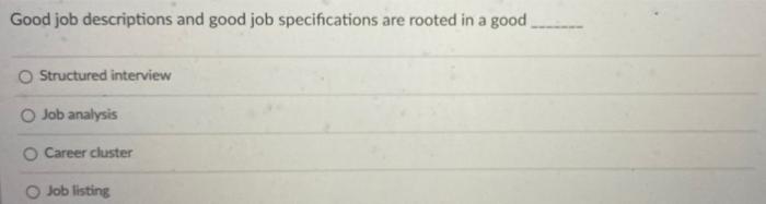 Good Job Descriptions And Good Job Specifications Are Rooted In A Good O Structured Interview O Job Analysis O Career Cl 1