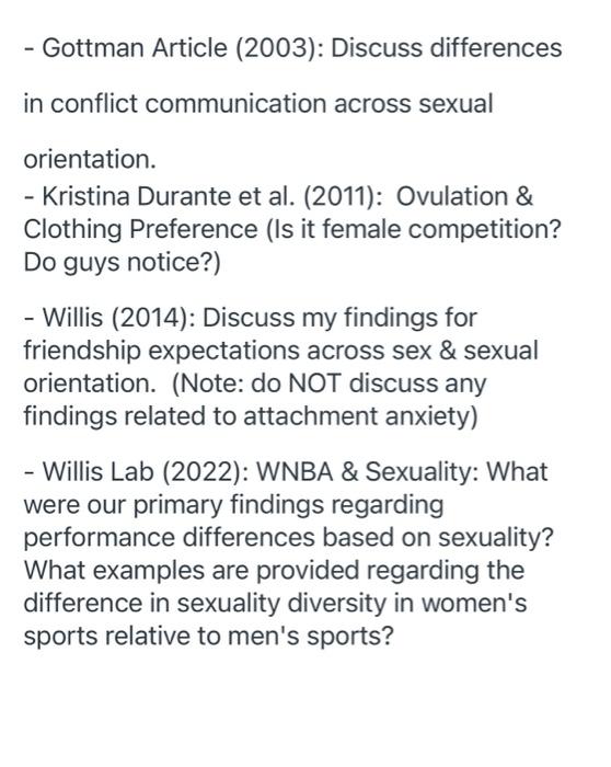 Option 1 Mackenzie Ess Et Al 2022 Describe The Findings Lover Sexuality Preferences Across Sexual Orientations 1 2