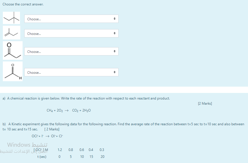 Choose The Correct Answer Choose Choose Choose I Choose H A A Chemical Reaction Is Given Below Write The R 1