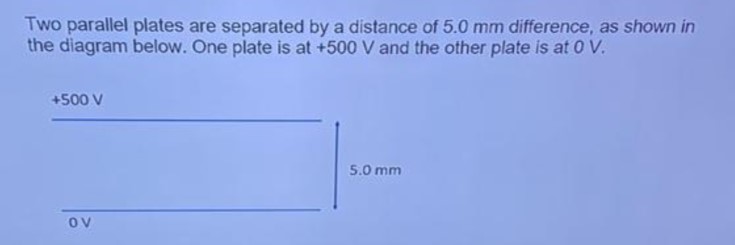 Two Parallel Plates Are Separated By A Distance Of 5 0 Mm Difference As Shown In The Diagram Below One Plate Is At 50 1